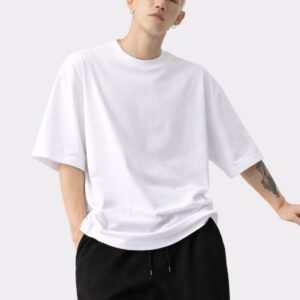 Men Solid Round Neck Pure Cotton White T-Shirt