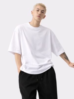 Men Solid Round Neck Pure Cotton White T-Shirt