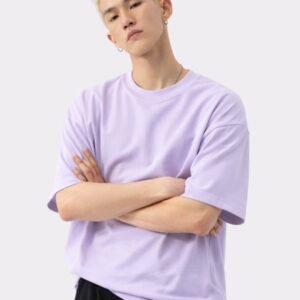 Men Solid Round Neck Pure Cotton Purple T-Shirt