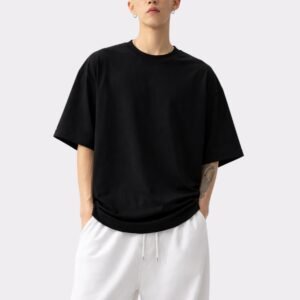 Men Solid Round Neck Pure Cotton Black T-Shirt