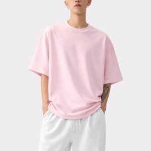 Men Solid Round Neck Pure Cotton Pink T-Shirt