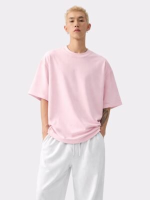 Men Solid Round Neck Pure Cotton Pink T-Shirt