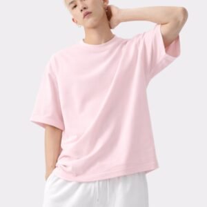 Men Solid Round Neck Pure Cotton Pink T-Shirt - L