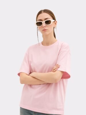 Women Solid Round Neck Pure Cotton Beige T-Shirt