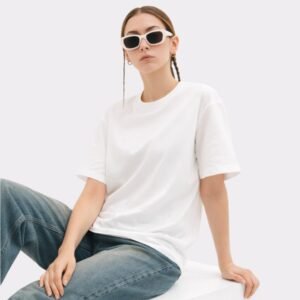Women Solid Round Neck Pure Cotton White T-Shirt